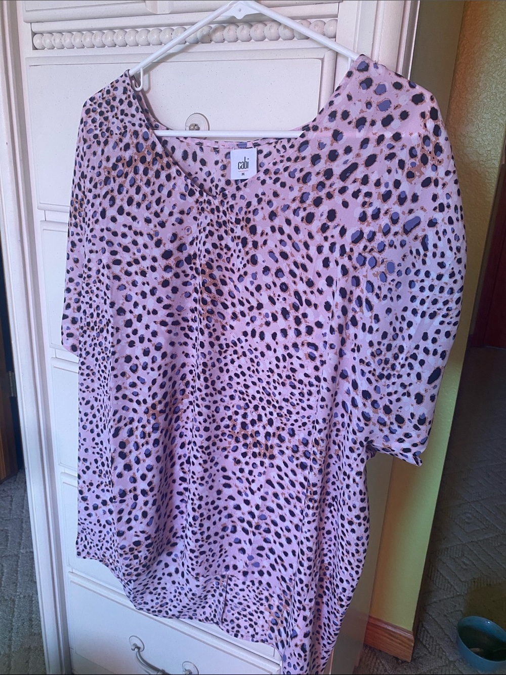 CAbi Pink Leopard Print Tunic Top